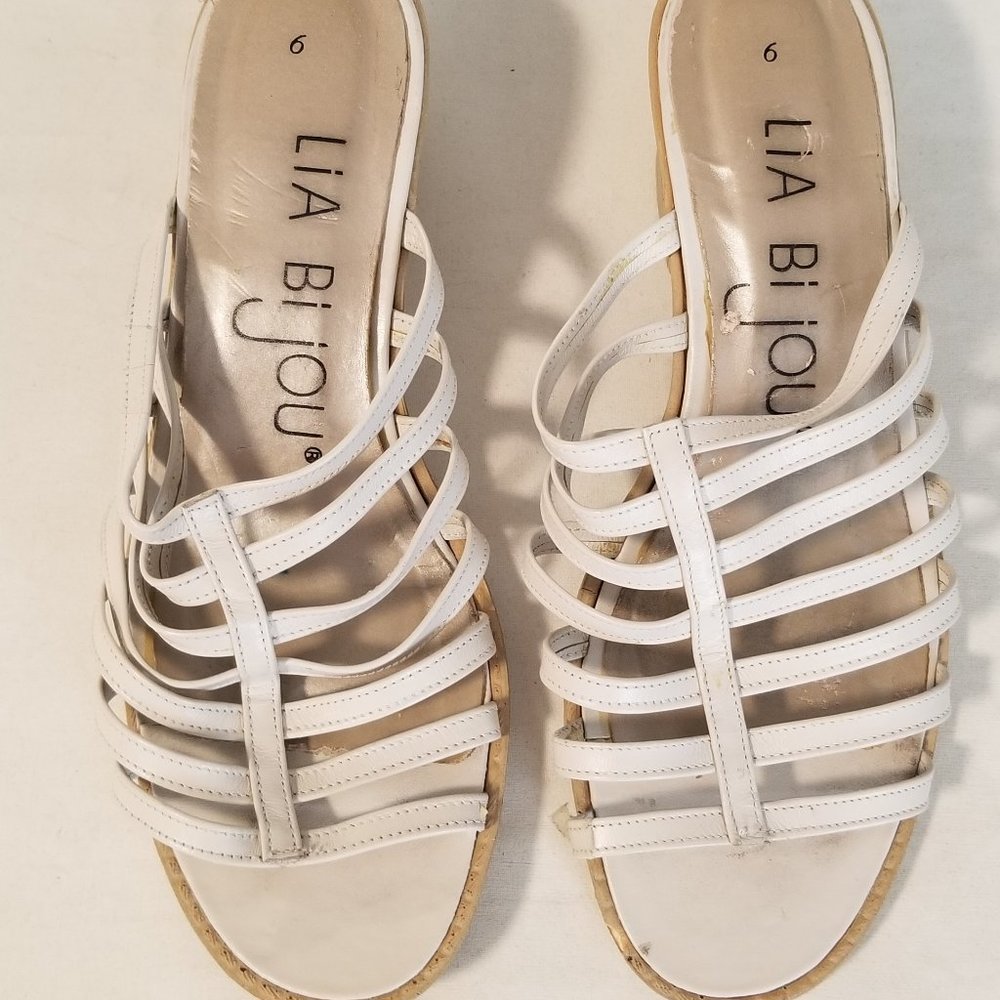 Lia Bijou Open Toe Style Square Heel Shoes Ivory